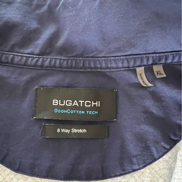 Bugatchi OoohCotton Tech 8 Way Stretch Geometric 1/4 Zip Pullover Navy XL Logo - Picture 9 of 14